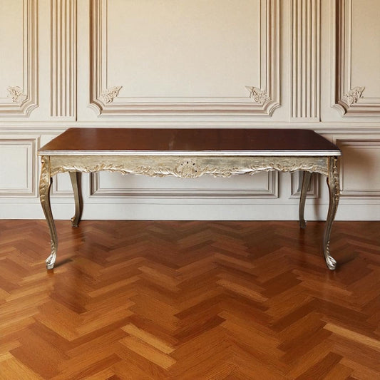 Barock Esstisch XXL – Massivholz, Vollständig Blattgold Vergoldet (200 cm)