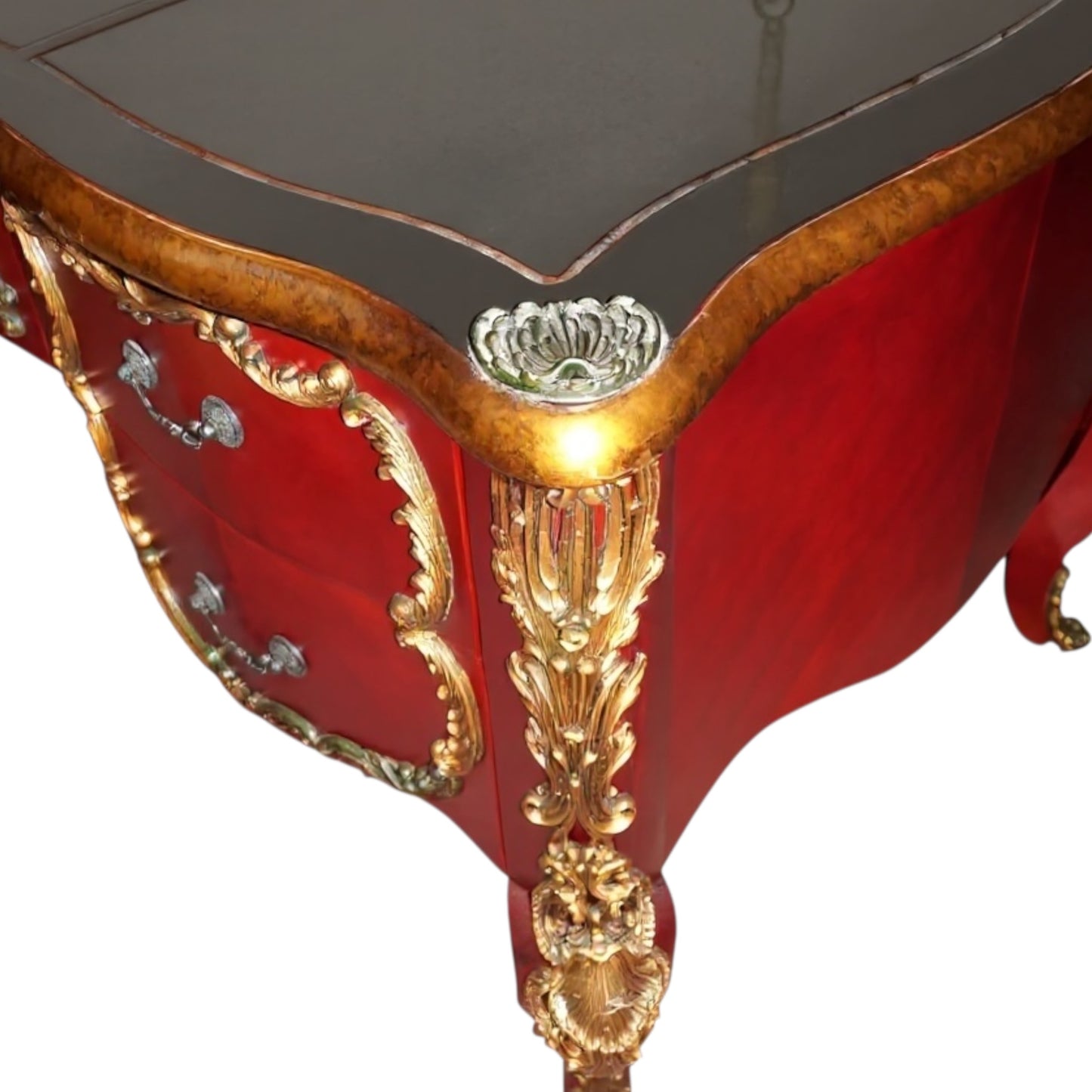 Exklusiver Barock Schreibtisch | Massivholz & Blattgold – Prachtvoll & Handgefertigt