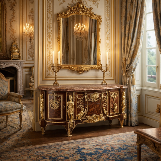 Exklusive Barock Anrichte „Versailles“ | Buchenholz & Bronze – Prunkvoll & Handgefertigt