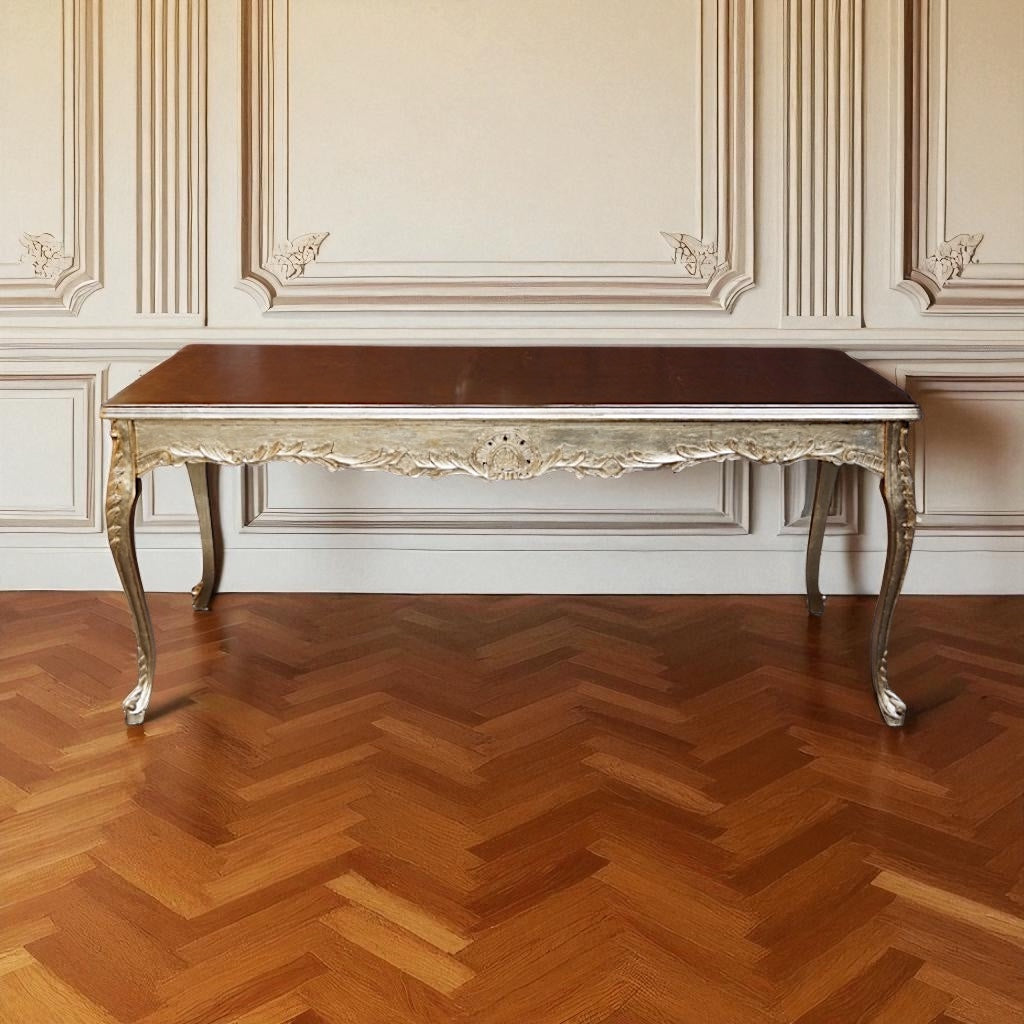 Barock Esstisch XXL – Massivholz, Vollständig Blattgold Vergoldet (200 cm)
