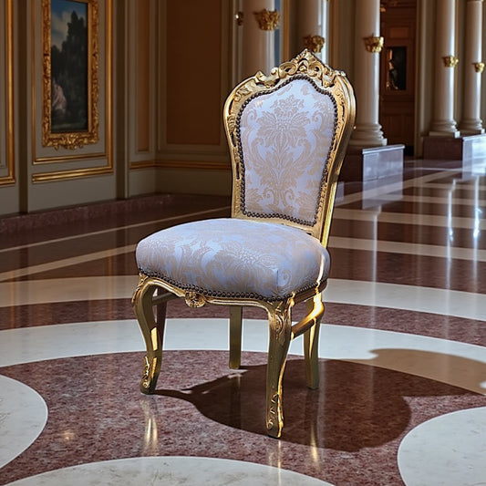 Salon-Stuhl Rokoko: Akzentstuhl in Gold und Beige – Louis XV Stil