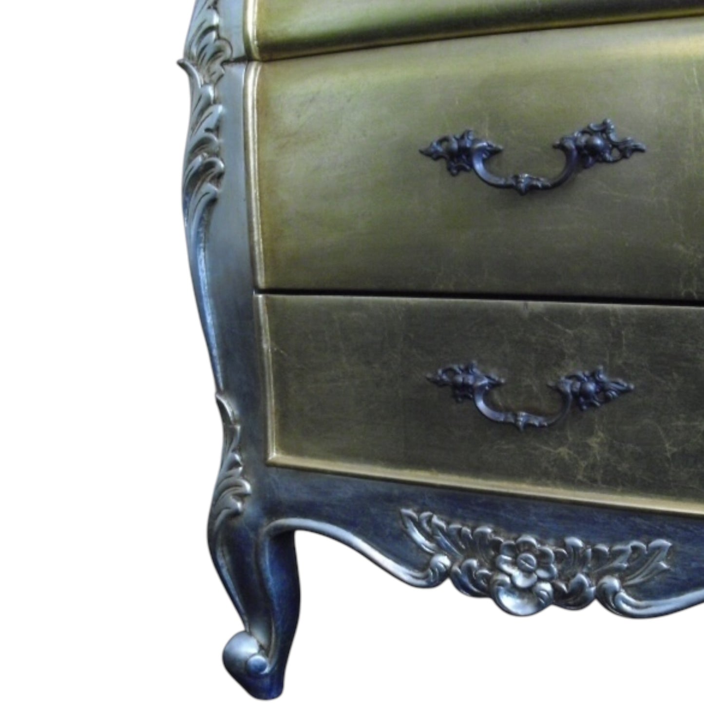 Stilvolle Barock Kommode – Mahagoni, Silber & Gold-Veredelung