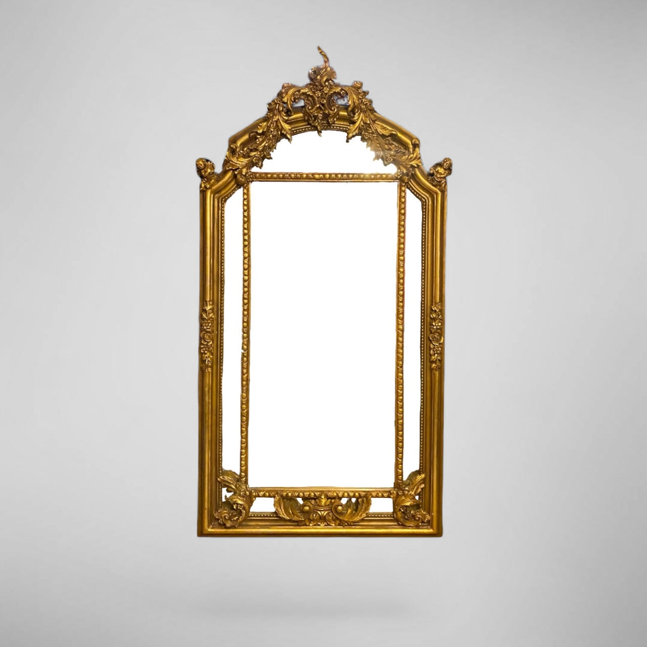 Exklusiver Barock Standspiegel | Massivholz & Blattgold – Prunkvoll & Handgefertigt
