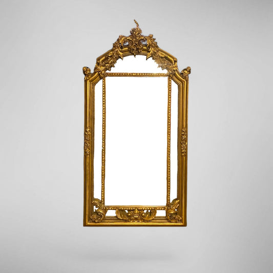 Exklusiver Barock Standspiegel | Massivholz & Blattgold – Prunkvoll & Handgefertigt