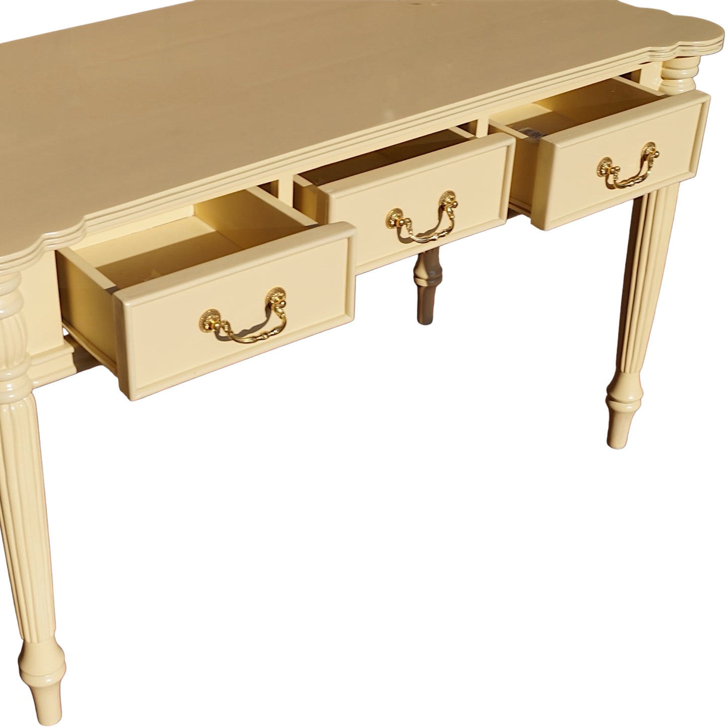 Louis XVI Schreibtisch – Beige, Mahagoni, Massivholz