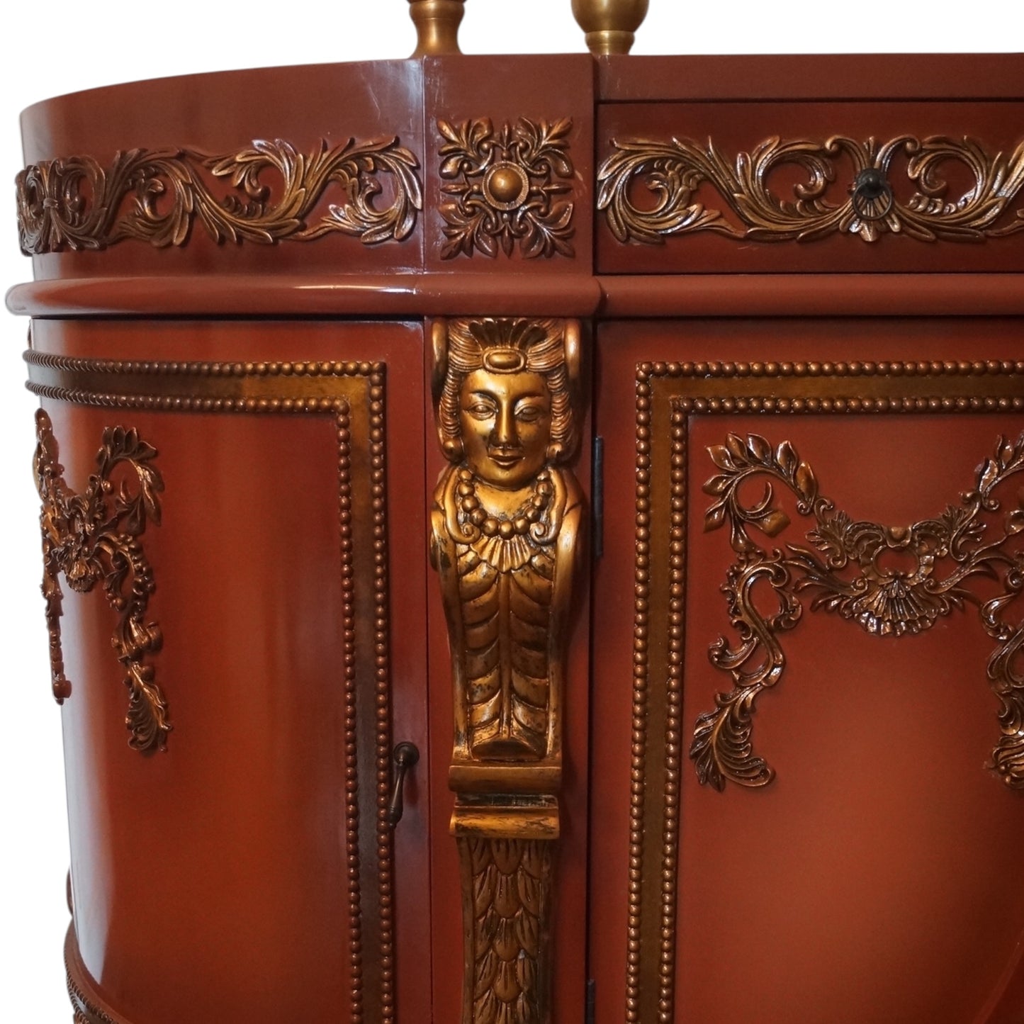 Monumentale Barock Kommode – Massivholz, Gold-Applikationen, Braun (XXL)