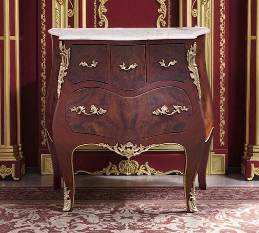 Verführerische Barock Kommode – Massivholz, Intarsien & Bronze-Details