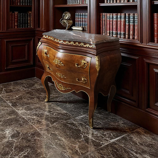 Exklusive Prunkvolle Barock Anrichte - Buchenholz, Intarsien & Bronze – Glanzvoll & Handgefertigt