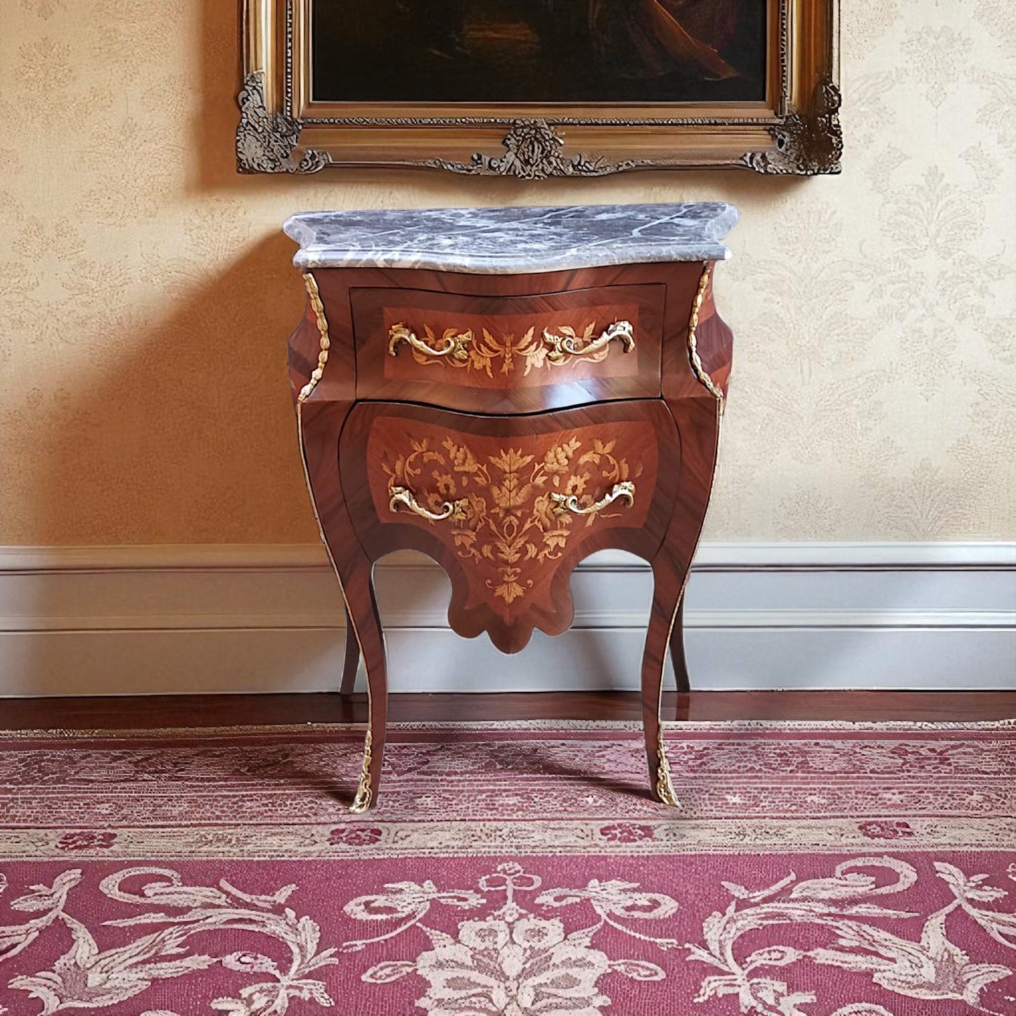 Luxuriöse Barock Kommode - Massivholz, Intarsien & Gold-Details – Exklusiv & Handgefertigt