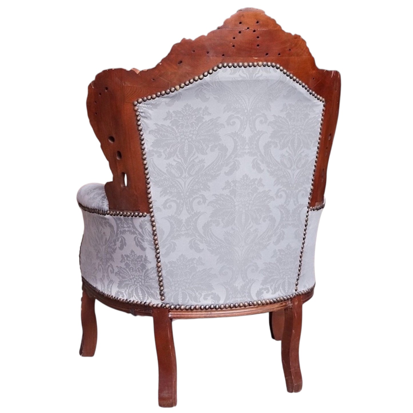 Thron-Sessel Barock: Monumentales Sessel-Ensemble – Dunkles Holz mit Barockstoff