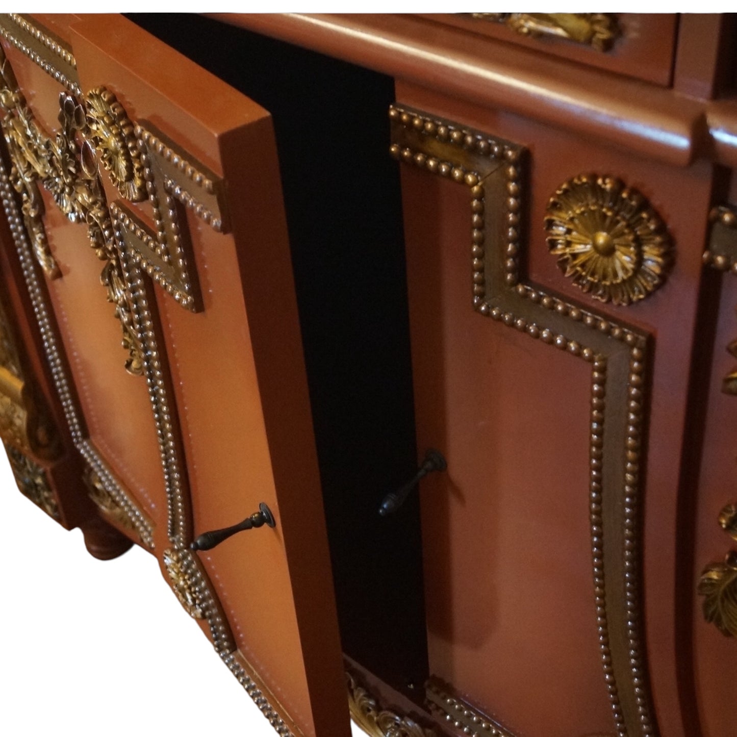 Monumentale Barock Kommode – Massivholz, Gold-Applikationen, Braun (XXL)
