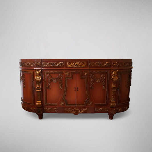 Monumentale Barock Kommode – Massivholz, Gold-Applikationen, Braun (XXL)