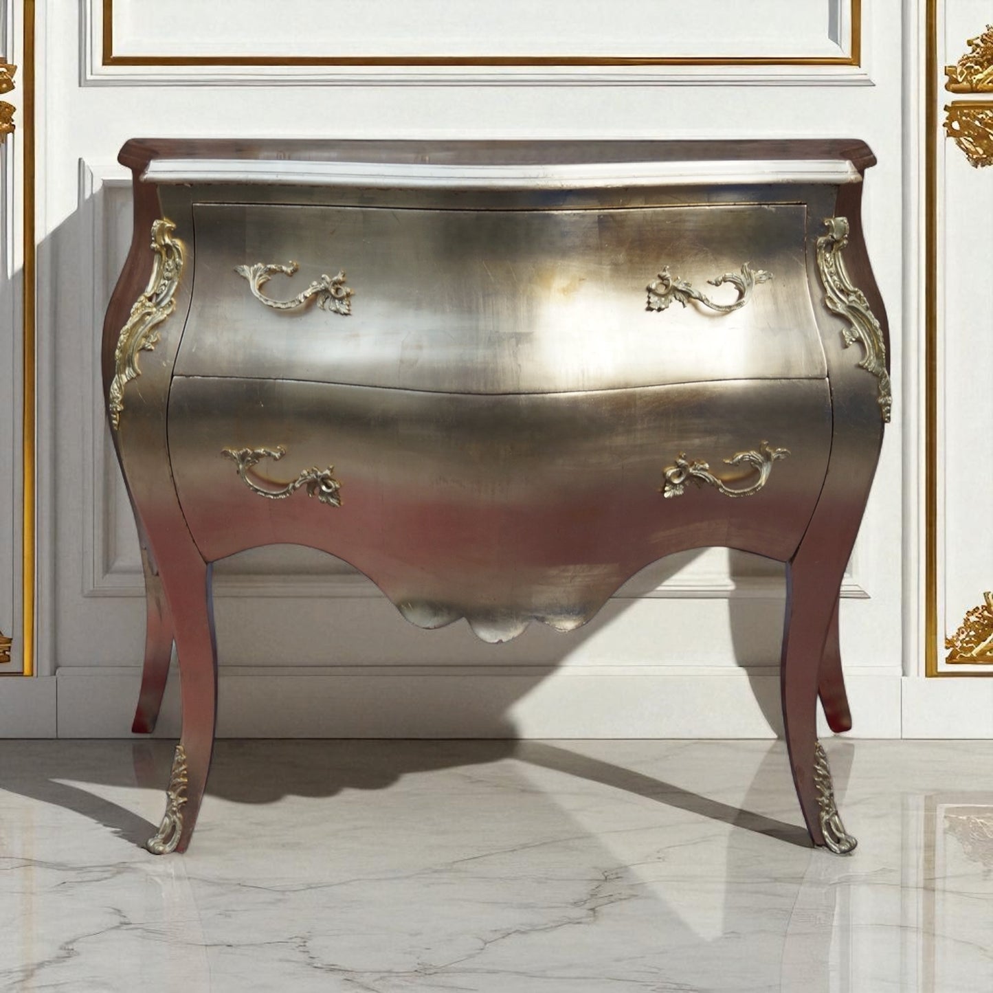Pompöse Barock Kommode - Vergoldetes Massivholz & Prunk-Details – Luxuriös & Handgefertigt
