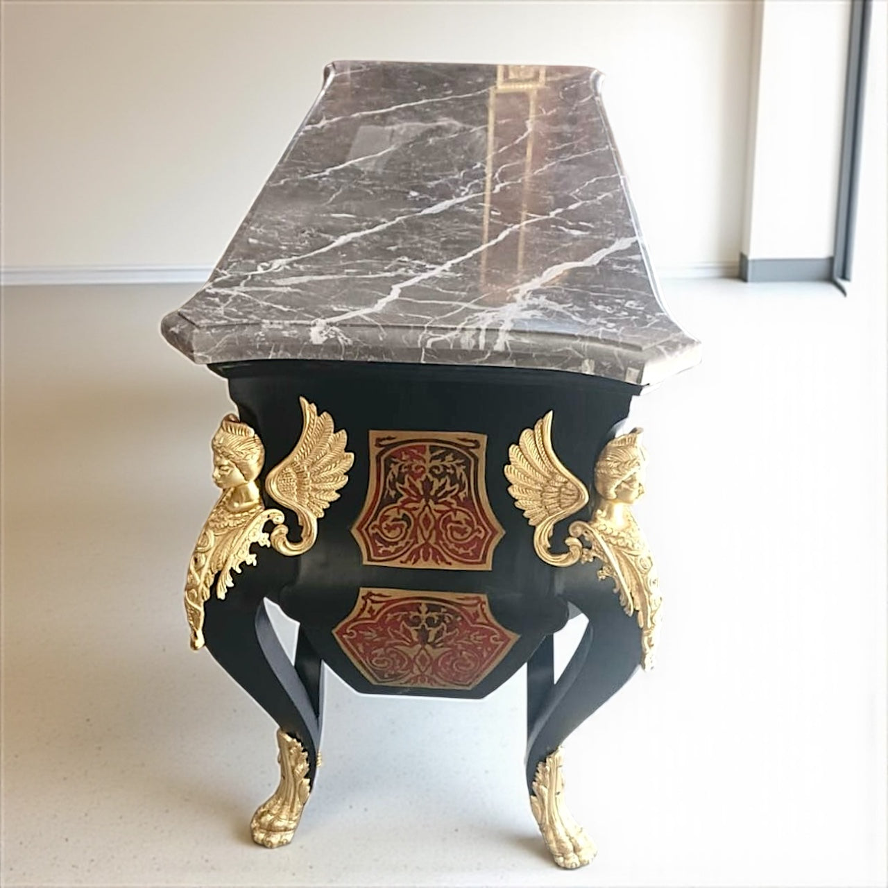 Prunkvolle Barock Kommode – Boulle-Stil, Gold-Applikationen & Marmor