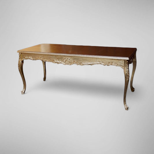 Barock Esstisch XXL – Massivholz, Vollständig Blattgold Vergoldet (200 cm)