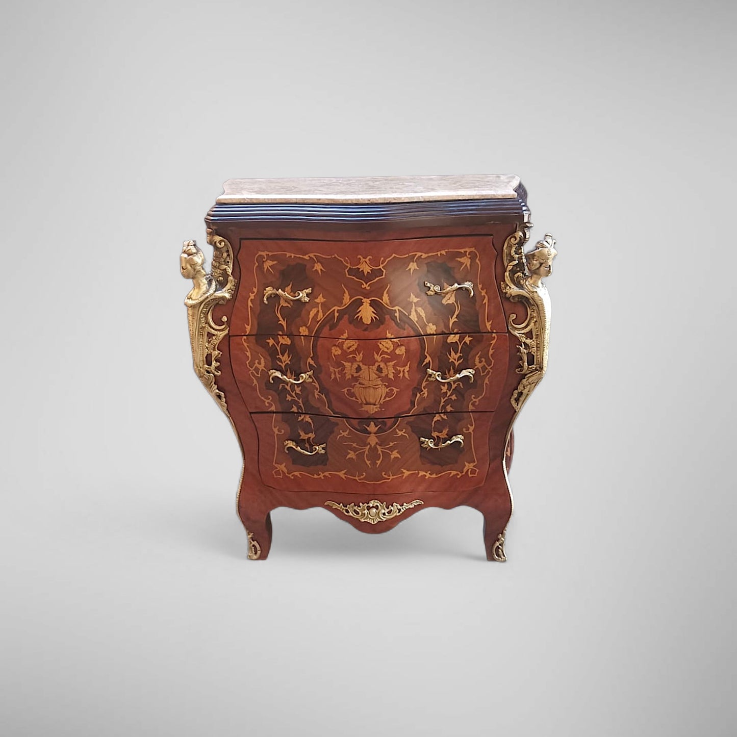 Luxuriöse Barock Kommode - Massivholz, Intarsien & Gold-Details – Exquisit & Handgefertigt
