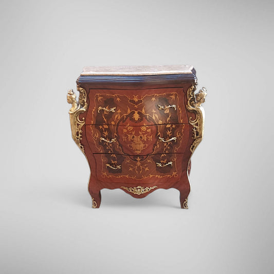 Luxuriöse Barock Kommode - Massivholz, Intarsien & Gold-Details – Exquisit & Handgefertigt