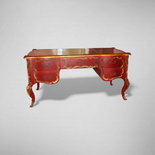 Exklusiver Barock Schreibtisch | Massivholz & Blattgold – Prachtvoll & Handgefertigt